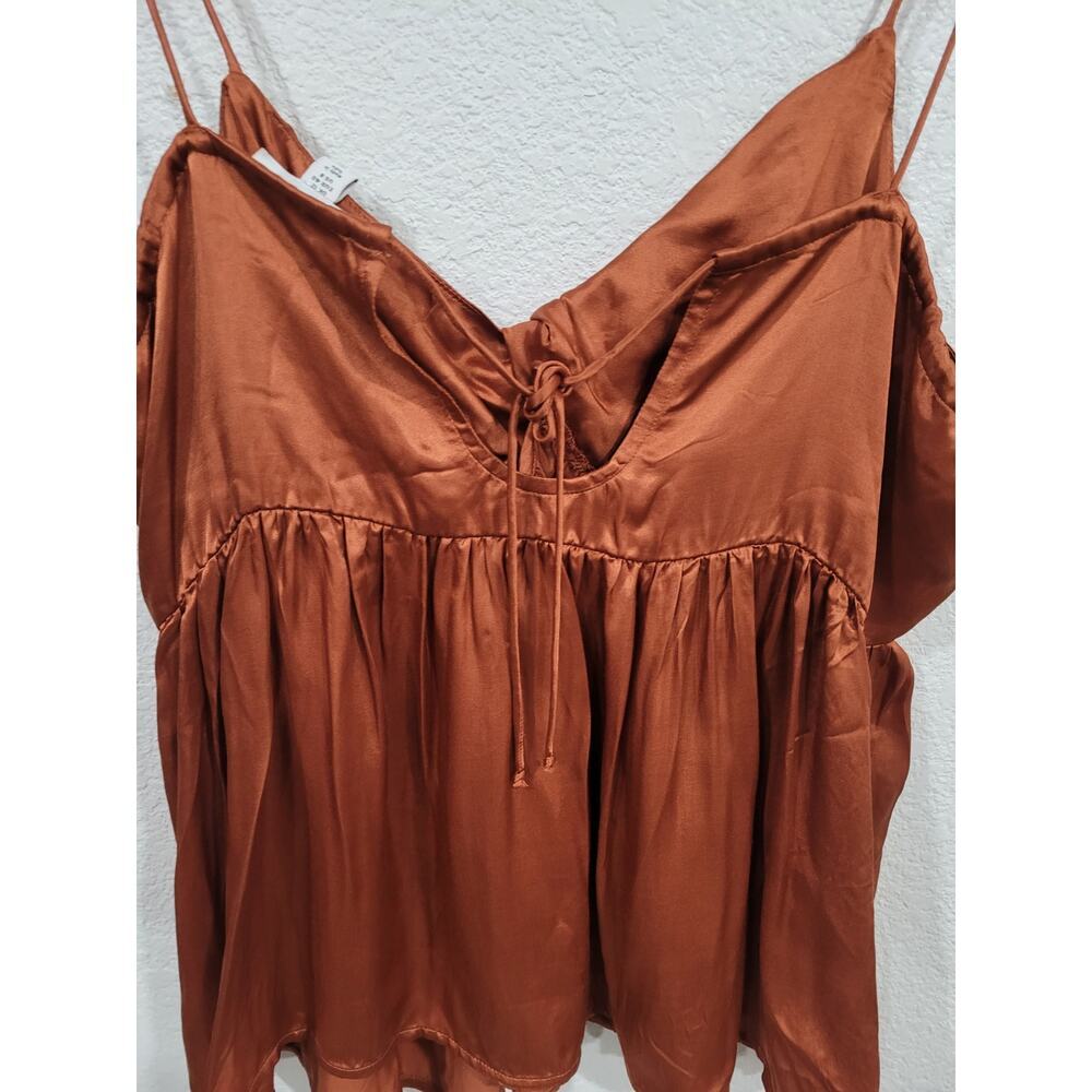 Topshop Women's Twist Satin Cami Chocolate size 8‎ NEW #15 - Picture 3 of 7